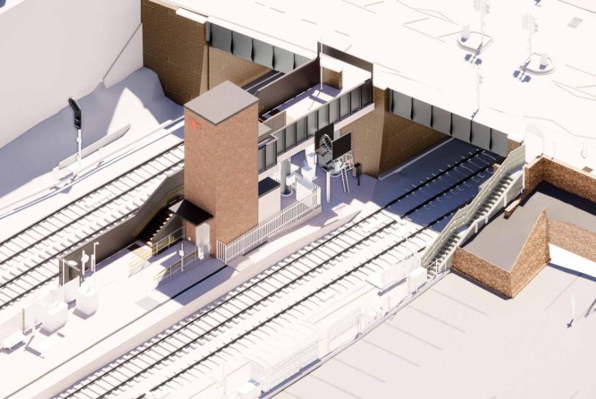 a 3d model of a new train station